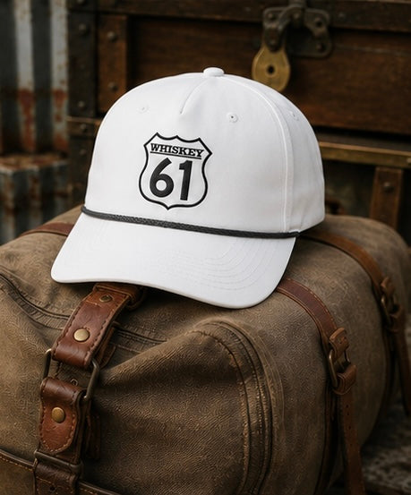 Whiskey 61 Rope Hat – White | Premium Snapback Golf & Lifestyle Hat Whiskey 61