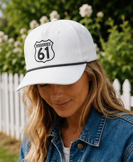 Whiskey 61 Rope Hat – White | Premium Snapback Golf & Lifestyle Hat Whiskey 61